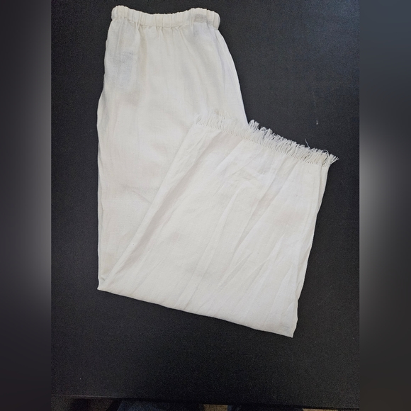 NWT - Ecologie Linen Drawstring & Elastic Waist White Capris - Size 1X - Picture 2 of 5